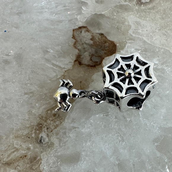 Vintage, Sterling Silver, Retired Chamilia Charm, Rare Spider Web Charm - Picture 3 of 5